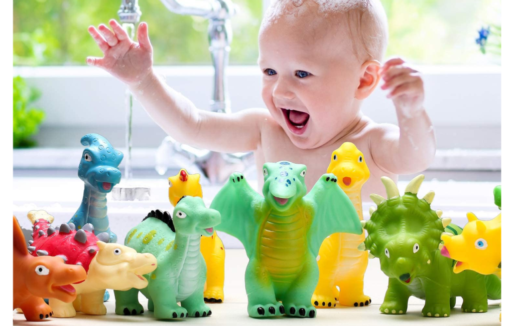 No Hole Baby Dinosaur Bath Toys for Toddlers