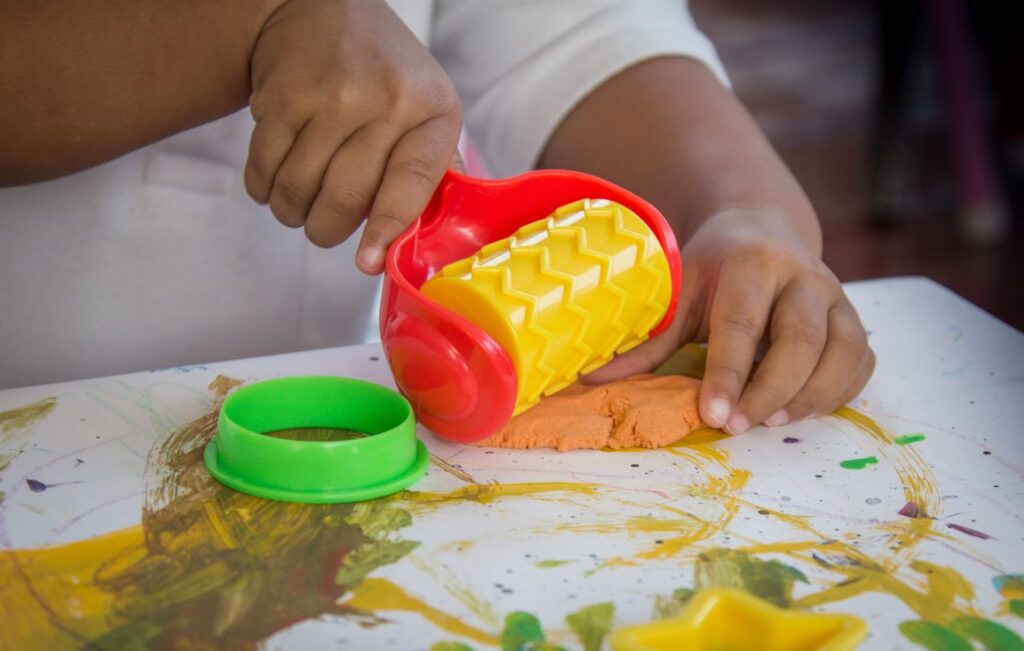 Pladoh and other sensory material are great Montessori toys for 4 year olds